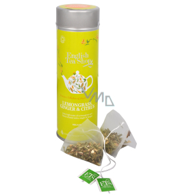 English Tea Shop Organic Lemongrass, Ginger and Citrus 15 pieces of biodegradable tea pyramids in a recyclable tin can 30 g