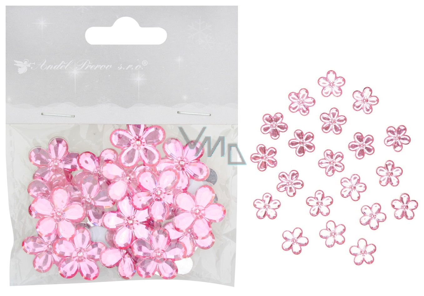 Selfadhesive pink flowers 2 cm 20 pieces VMD parfumerie drogerie