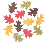 Wooden leaves yellow-green-red-brown 4 cm 12 pieces