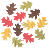 Leaves wooden yellow-green-red-brown 4 cm 12 pieces