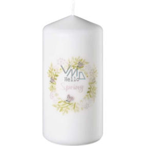 Emocio Printed candle Spring wreath white cylinder 58 x 100 mm