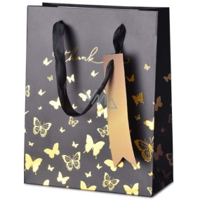 Emocio Gift paper bag 18 x 23 x 8 cm Black with gold bow ties