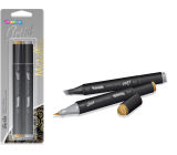 Colorino Artist sketch markers double-sided, triangular, fine and cut solid tip, 2 colours gold and silver