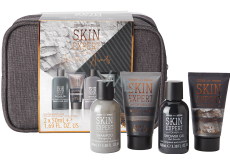 Sunkissed Travel Bag Skin Expert shower gel 100 ml + hair shampoo 100 ml + facial scrub 50 ml + body lotion 50 ml + cosmetic bag, cosmetic set for men
