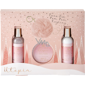 Sunkissed Keyring Gift Set Utopia shower gel 80 ml + body lotion 80 ml + body scrub 60 ml + keyring, cosmetic set for women