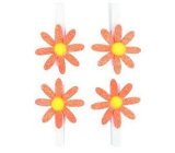 Orange flowers with glitter on peg 5 cm 4 pieces in bag