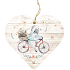 Bohemia Gifts Wooden decorative heart with print Rabbit on a wheel 12 cm