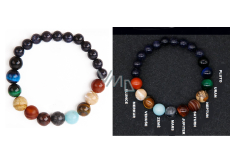 Chakra bracelet - Planets of the solar system elastic natural stone, ball 16 - 17 cm