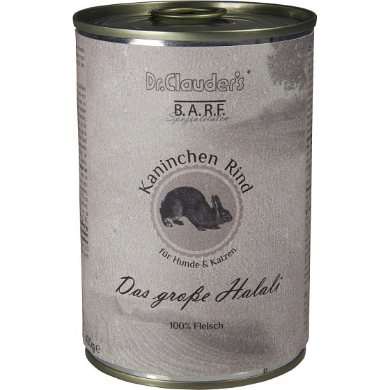 Dr. Clauders BARF Rabbit + Beef Complete food for adult dogs and cats with food sensitivities 400 g