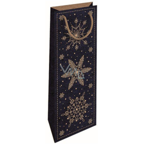 Nekupto Kraft gift bag for bottle 15 x 40 cm Christmas stars blue