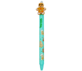 Colorino Rubberized pen Christmas Gingerbread man light green blue refill 0,5 mm