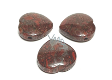 Jasper breccia Heart drilled pendant natural stone 30 mm, stone of positive energy