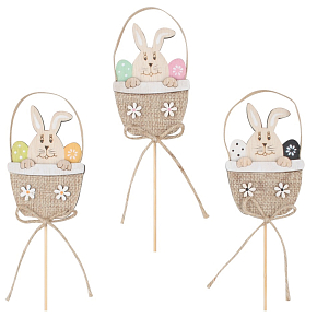 Bunny in a cupcake wooden dowel 9 cm + skewers 1 piece different colours