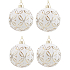 White glass flasks with gold ornaments 8 cm 4 pieces