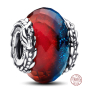 Charm Sterling silver 925 Game of Thrones Ice and Fire Dragon, double Murano glass bead on bracelet, film