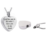 Commemorative urn pendant, Heart waterproof, Stainless steel 25 x 20 mm + chain 50 cm