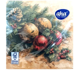 Aha Paper Napkins 3-ply 33 x 33 cm 20 pieces Golden and Red Baubles, Holly and Twig
