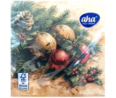 Aha Paper Napkins 3-ply 33 x 33 cm 20 pieces Golden and Red Baubles, Holly and Twig