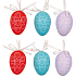 Plastic eggs for hanging red, blue, turquoise 6 cm 6 pieces in a bag