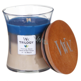 WoodWick Trilogy Nautical Escape - Paradise on the coast scented candle with wooden wick and glass lid large 609.5 g