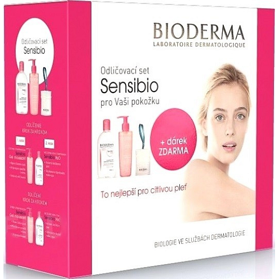 Bioderma Sensibio H2O micellar make-up remover 500 ml + Moussant cleansing gel 200 ml + cotton swabs, cosmetic set