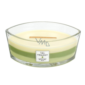 WoodWick Trilogy Garden Oasis - Garden oasis scented candle with wooden wide wick and glass boat lid 453 g