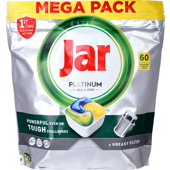 Jar Platinum All in One Lemon Dishwasher Capsules 60 Pieces