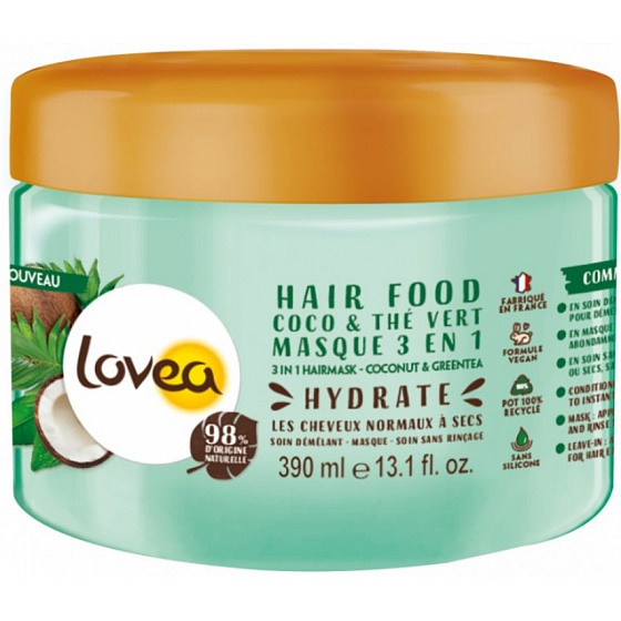 Lovea Coconut and Green Tea 3-in-1 Mask, Conditioner, and Leave-in for Normal and Dry Hair 390 ml