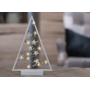 White wooden tree with stars 27 x 40 cm with 15 LED lights, warm white