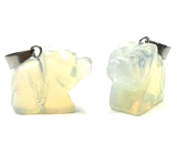 Opalite Bear pendant, synthetic stone hand cut figurine 1,8 x 2,5 x 8 mm, wishing and hope stone