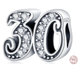 Charm Sterling silver 925 30 anniversary, bead on bracelet