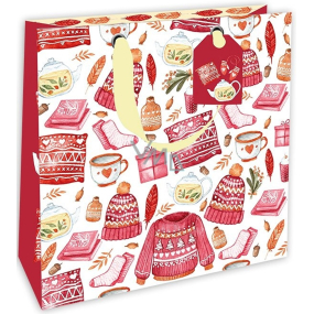 Nekupto Gift paper bag luxury 23 x 23 cm Christmas hat, mug, socks