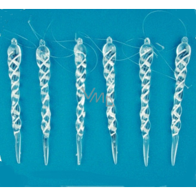 Icicles transparent with pearl glitter for hanging 6 pieces, 13 cm