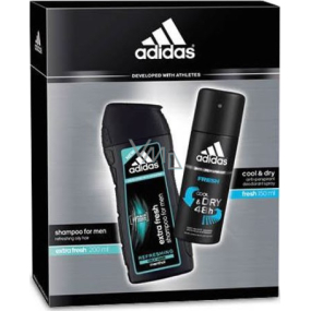 Adidas Cool & Dry Fresh antiperspirant deodorant spray for men 150 ml + Extra Fresh hair shampoo 200 ml, cosmetic set