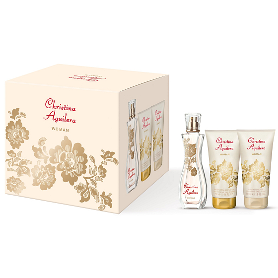 Christina Aguilera Woman perfumed water 30 ml + shower gel 50 ml + body lotion 50 ml, gift set