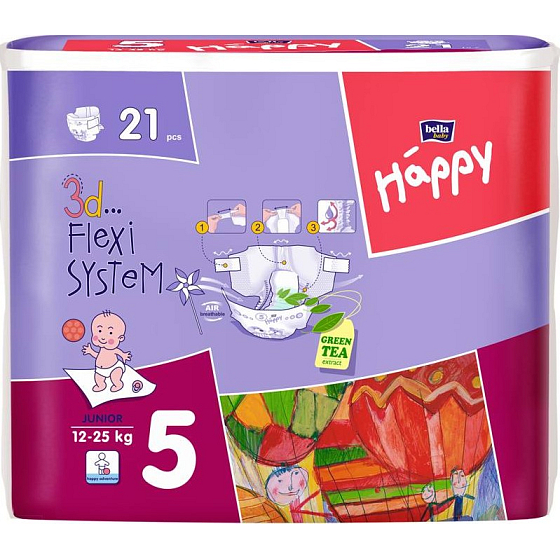 Bella Happy 5 Junior 12-25 kg diaper panties 21 pieces