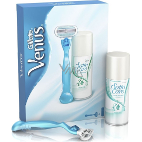 Gillette Venus razor + Satin Care Pure & Delicate shaving gel 75 ml, cosmetic set for women