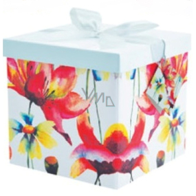 Angel Folding gift box with ribbon Flowers 10x10x10 cm