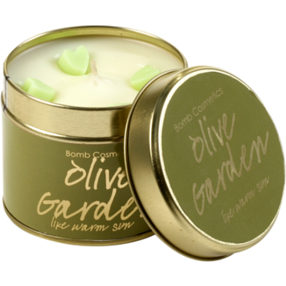 Bomb Cosmetics Olive Garden A fragrant natural, handmade candle in a tin can burns for up to 35 hours