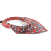 B&F Leather collar with cotton scarf red 1.8 x 50 cm