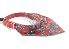 B&F Leather collar with cotton scarf red 1.8 x 50 cm
