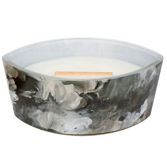 WoodWick Black Amber & Citrus - Black Ambergris and Citrus Artisan Scented Candle with Wooden Wick and Glass Boat Lid 453 g