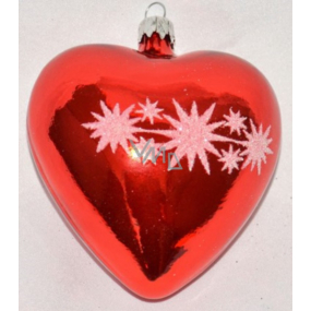 Irisa Glass flask heart red, white decorated 1 piece