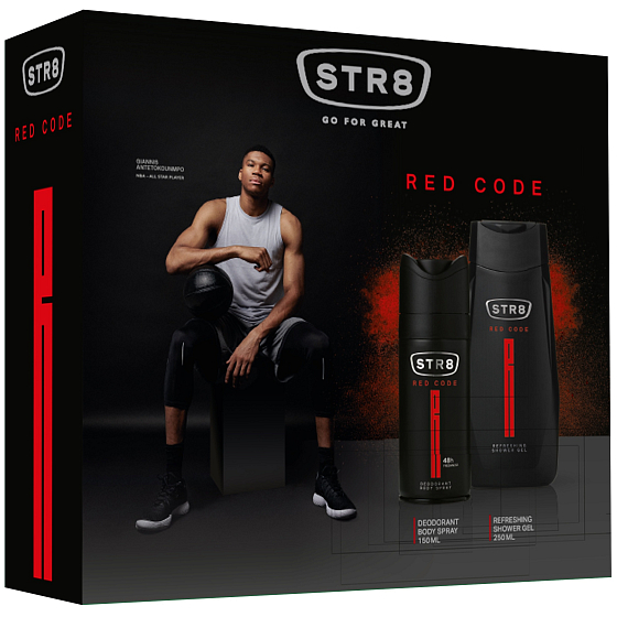 Str8 Red Code deodorant spray for men 150 ml + shower gel 250 ml, cosmetic set