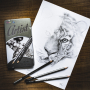 Colorino Artist drawing set of graphite pencils and charcoals, round, 10 pencils and soft and hard charcoal, metal box