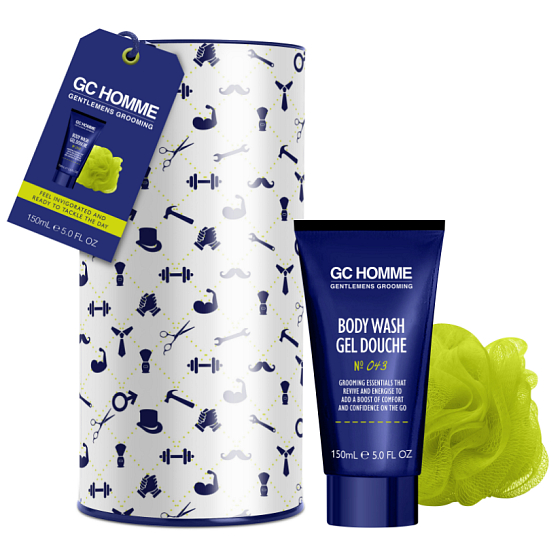 Grace Cole GC Sport washing gel 50 ml + washing sponge + tin can, cosmetic set for men