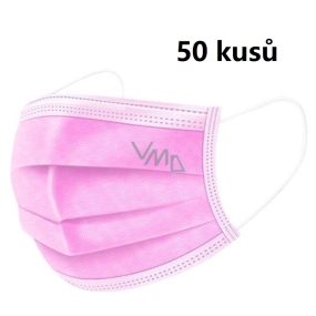 Veil 3 layers protective disposable 50 pieces light pink