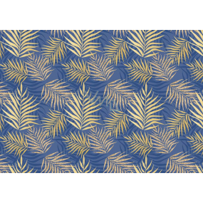 Ditipo Gift wrapping paper 70 x 100 cm Blue with golden fern 2 sheets