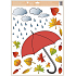 Window film autumn red umbrella clouds with rain 35 x 50 cm