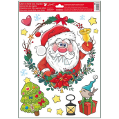 Window film Christmas Wreath with Santa 30 x 42 cm